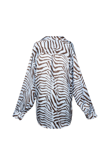 Luna Shirt Tiger Print Baby Blue - Brown