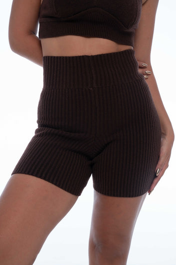 Gaia Knit Bike Shorts Choco