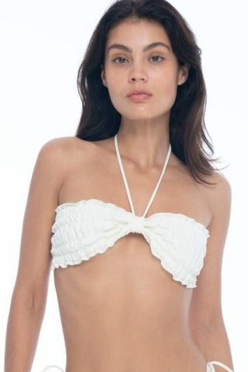 Ziemia Ruched Bikini Top Bone