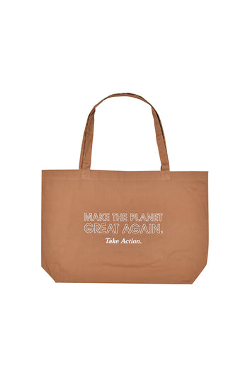 Make the Planet Great Again Large Organic Cotton Tote Bag Cedar