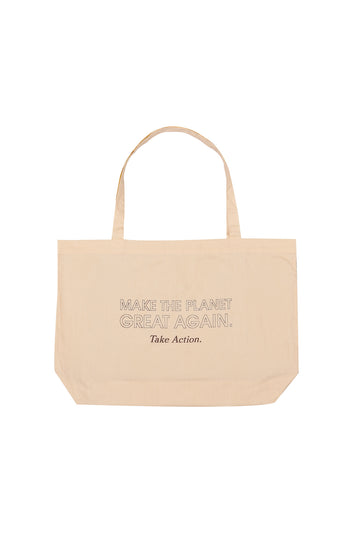 Make the Planet Great Again Large Organic Cotton Tote Bag Summer Sand