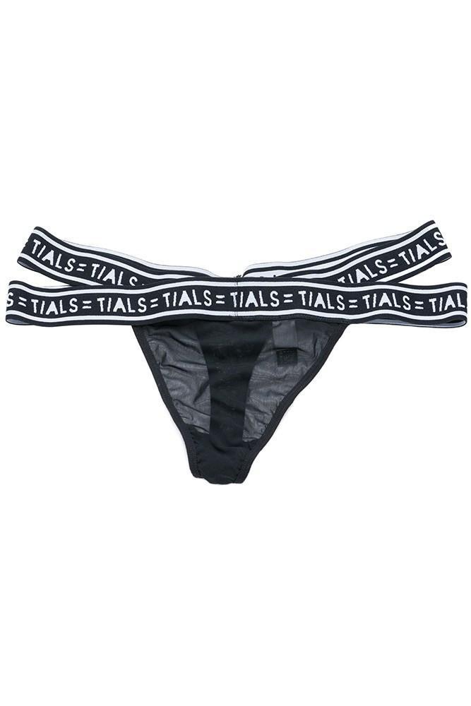 Strappy Logo Thong Black - THIS IS A LOVE SONG 